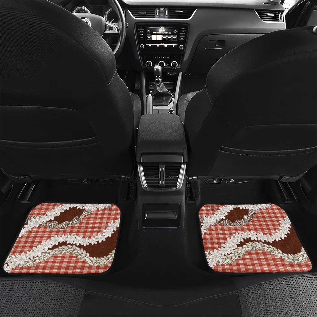 Red Hawaii Tiare and Shell Lei Car Mats Hawaiian Palaka Luxury Vibes - Polynesian Pride