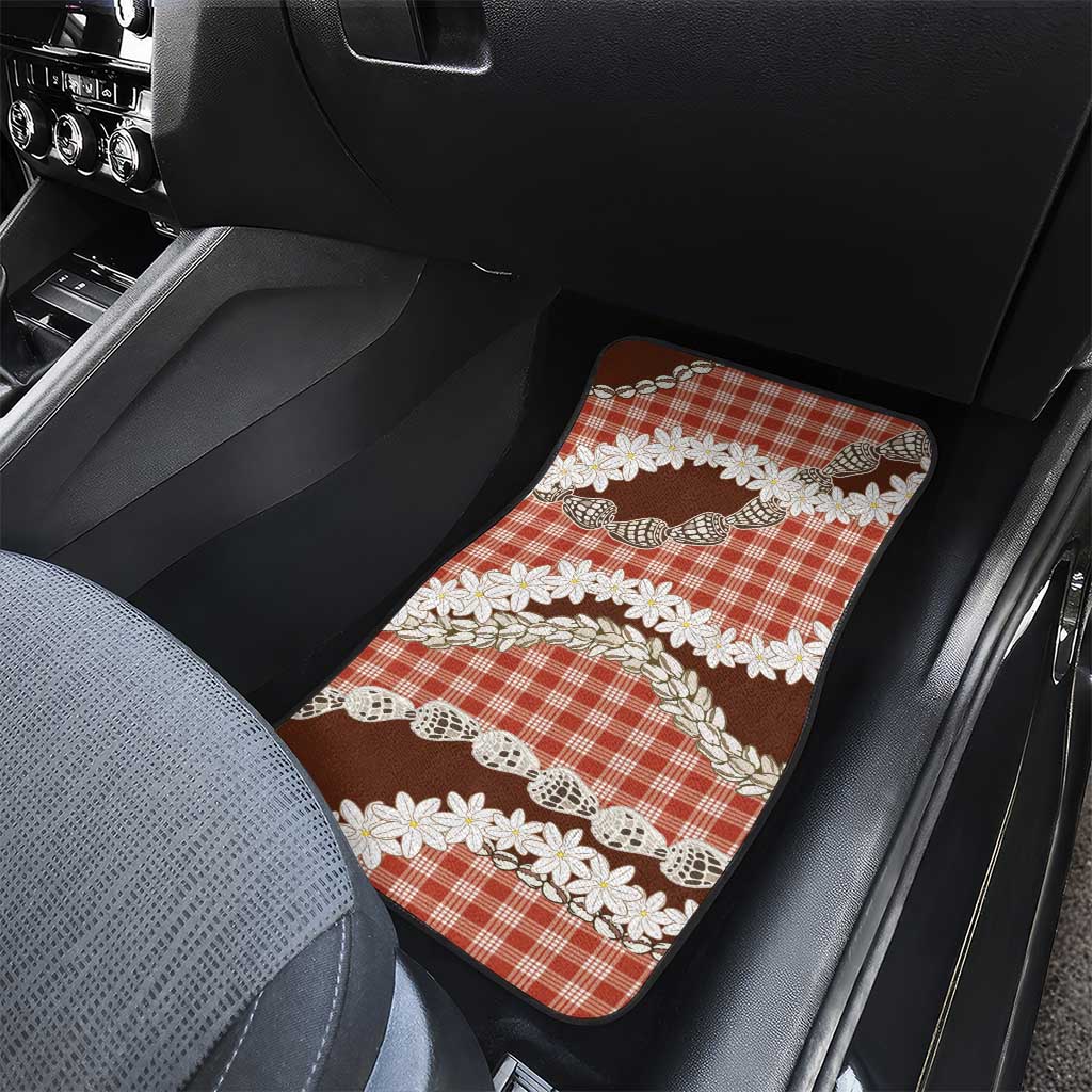 Red Hawaii Tiare and Shell Lei Car Mats Hawaiian Palaka Luxury Vibes - Polynesian Pride