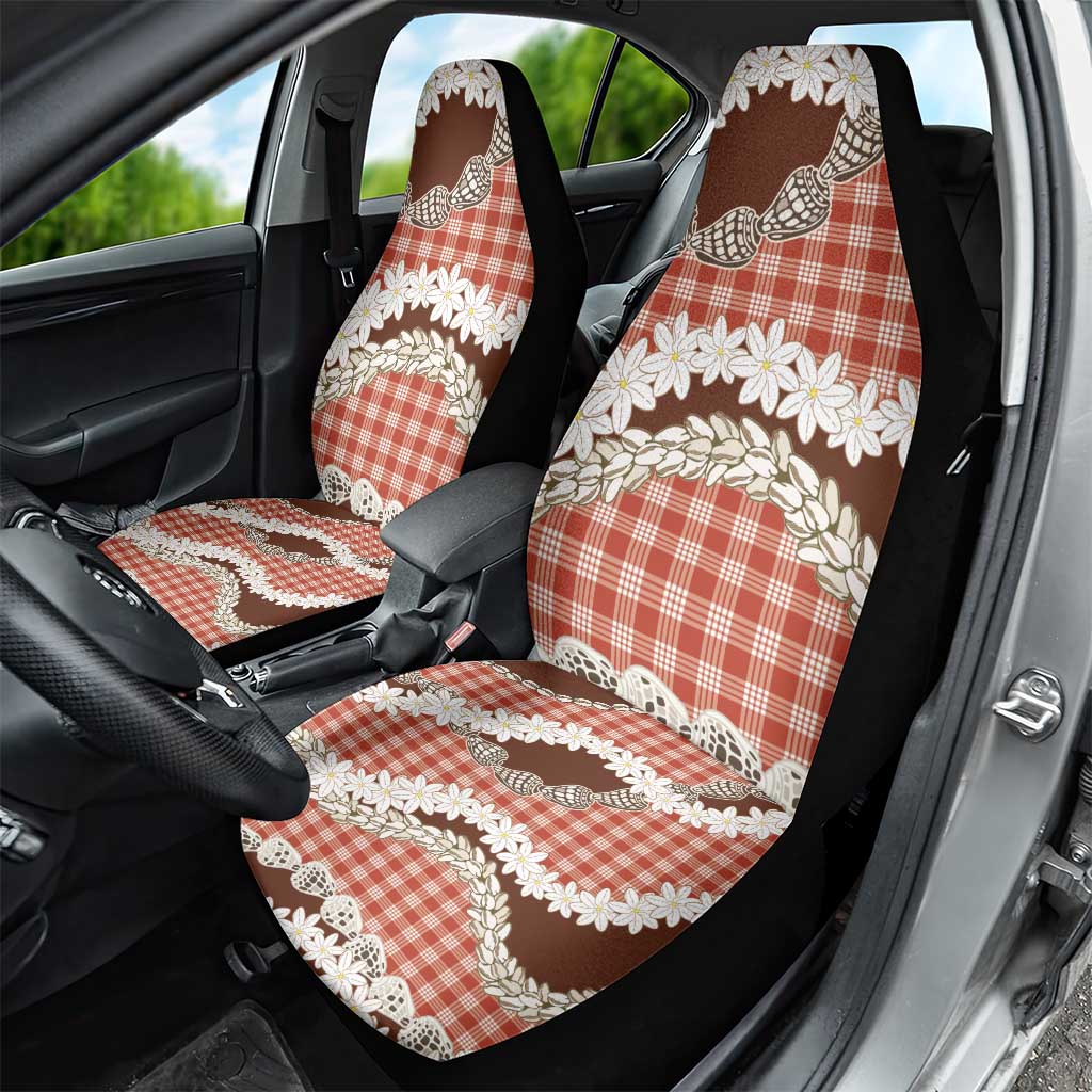 Red Hawaii Tiare and Shell Lei Car Seat Cover Hawaiian Palaka Luxury Vibes - Polynesian Pride