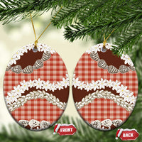 Red Hawaii Tiare and Shell Lei Ceramic Ornament Hawaiian Palaka Luxury Vibes - Polynesian Pride