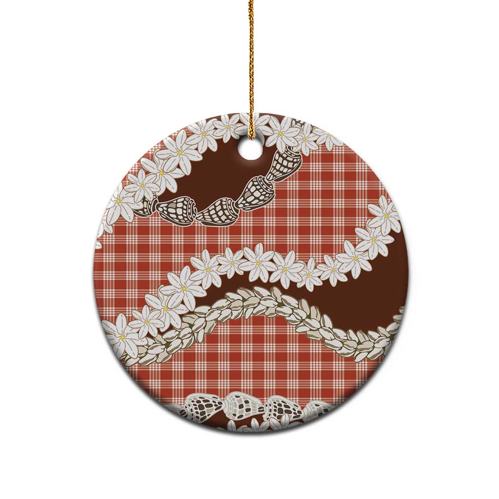 Red Hawaii Tiare and Shell Lei Ceramic Ornament Hawaiian Palaka Luxury Vibes - Polynesian Pride