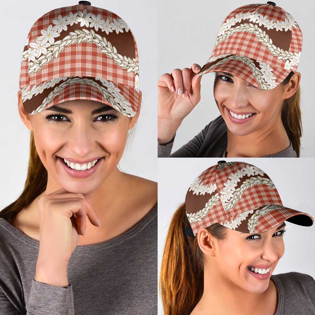 Red Hawaii Tiare and Shell Lei Classic Cap Hawaiian Palaka Luxury Vibes - Polynesian Pride