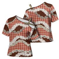 Red Hawaii Tiare and Shell Lei Cross Shoulder Shirt Hawaiian Palaka Luxury Vibes LT14 - Polynesian Pride
