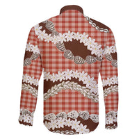 Red Hawaii Tiare and Shell Lei Family Matching Long Sleeve Bodycon Dress and Hawaiian Shirt Hawaiian Palaka Luxury Vibes - Polynesian Pride