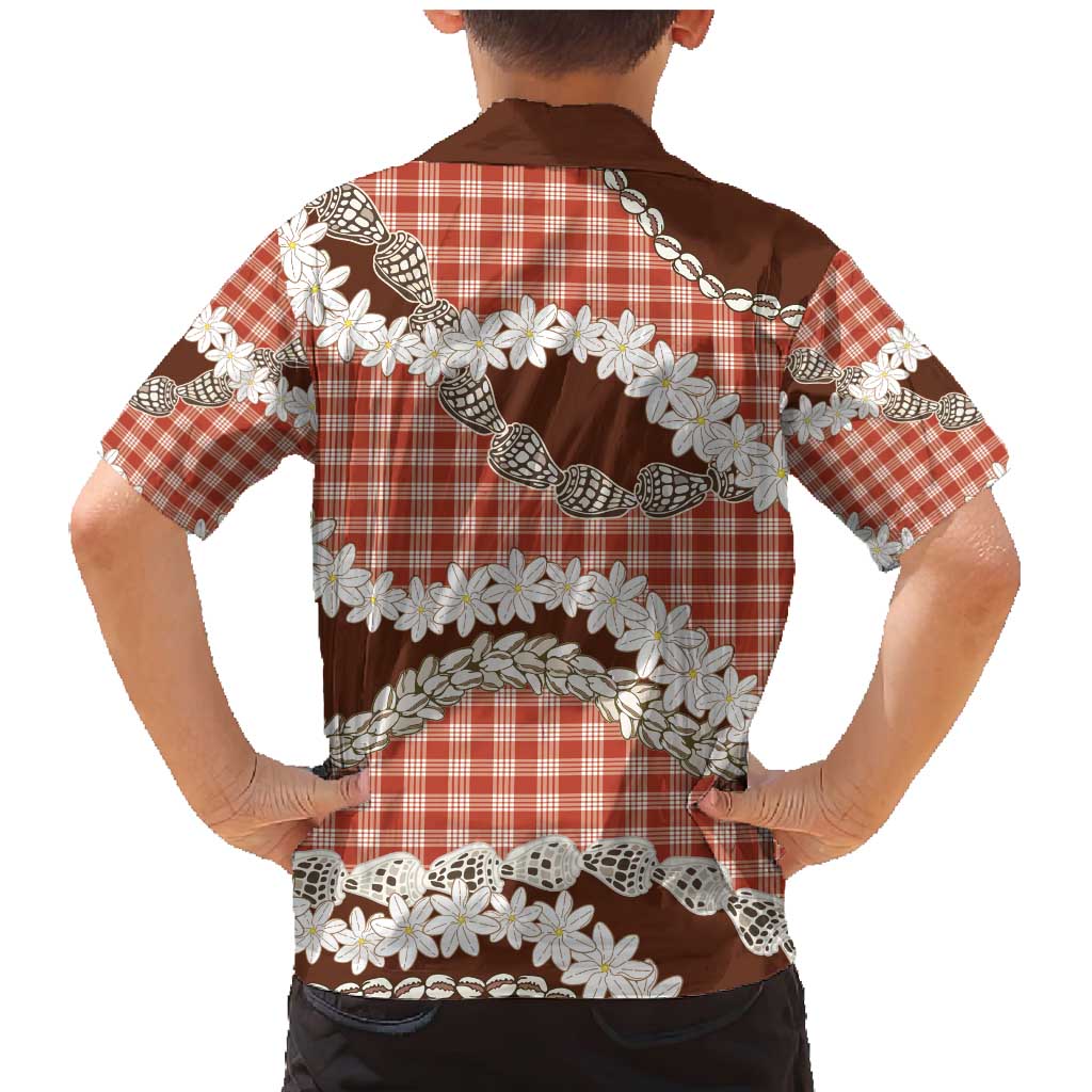 Red Hawaii Tiare and Shell Lei Family Matching Mermaid Dress and Hawaiian Shirt Hawaiian Palaka Luxury Vibes - Polynesian Pride