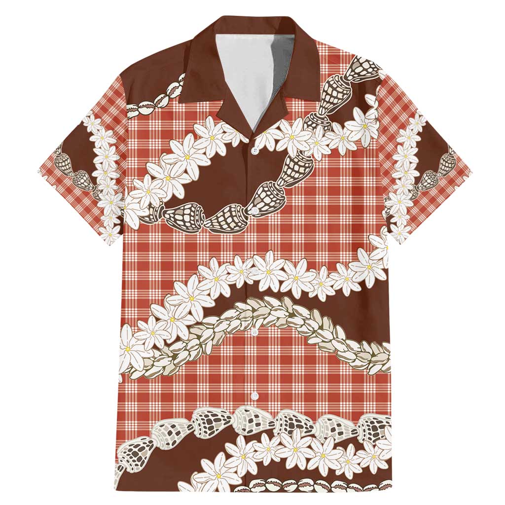 Red Hawaii Tiare and Shell Lei Family Matching Mermaid Dress and Hawaiian Shirt Hawaiian Palaka Luxury Vibes - Polynesian Pride