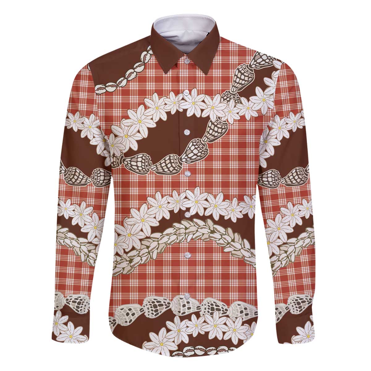 Red Hawaii Tiare and Shell Lei Family Matching Off The Shoulder Long Sleeve Dress and Hawaiian Shirt Hawaiian Palaka Luxury Vibes - Polynesian Pride