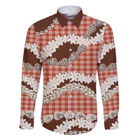 Red Hawaii Tiare and Shell Lei Family Matching Off Shoulder Maxi Dress and Hawaiian Shirt Hawaiian Palaka Luxury Vibes - Polynesian Pride