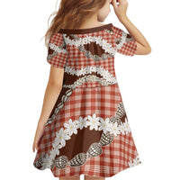 Red Hawaii Tiare and Shell Lei Family Matching Off Shoulder Short Dress and Hawaiian Shirt Hawaiian Palaka Luxury Vibes - Polynesian Pride