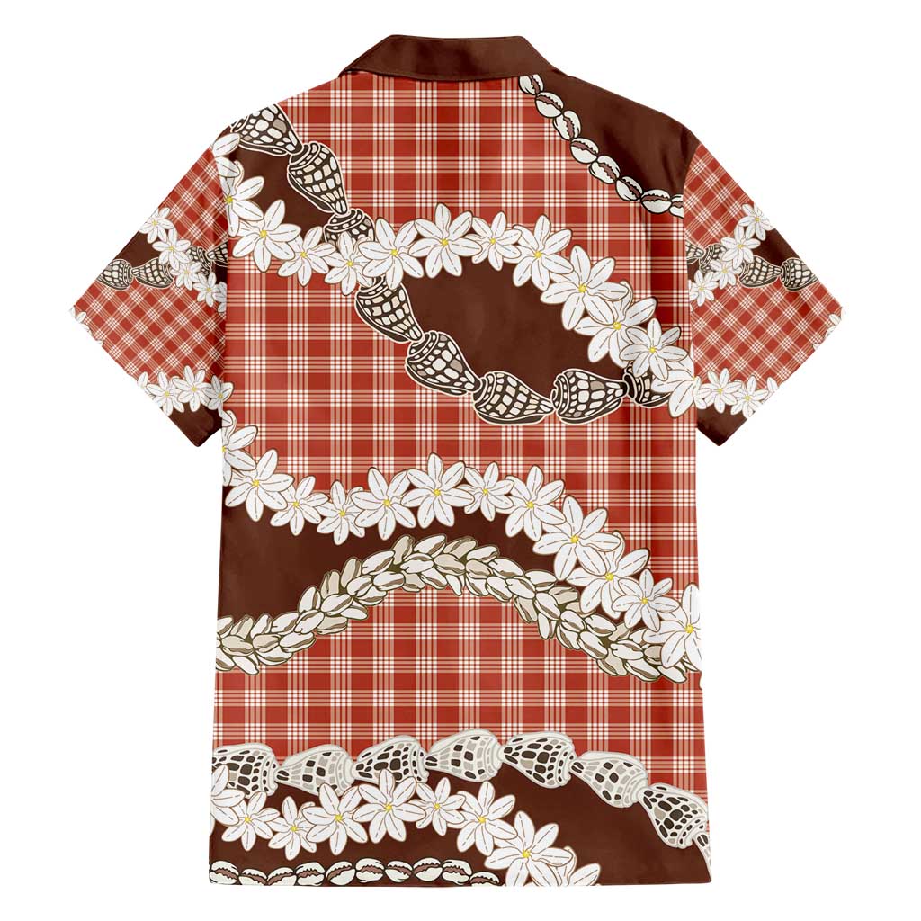 Red Hawaii Tiare and Shell Lei Family Matching Short Sleeve Bodycon Dress and Hawaiian Shirt Hawaiian Palaka Luxury Vibes - Polynesian Pride