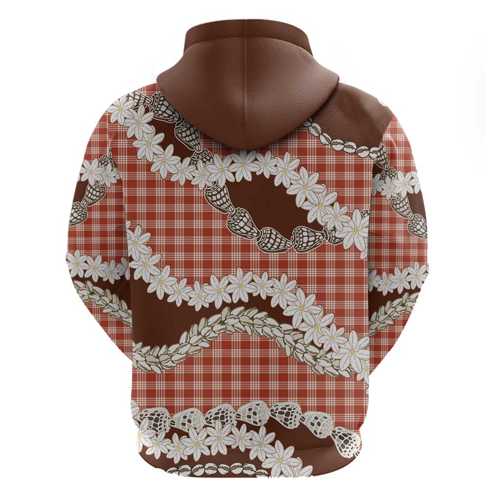 Red Hawaii Tiare and Shell Lei Hoodie Hawaiian Palaka Luxury Vibes - Polynesian Pride