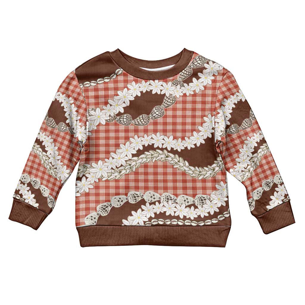 Red Hawaii Tiare and Shell Lei Kid Ugly Christmas Sweater Hawaiian Palaka Luxury Vibes - Polynesian Pride