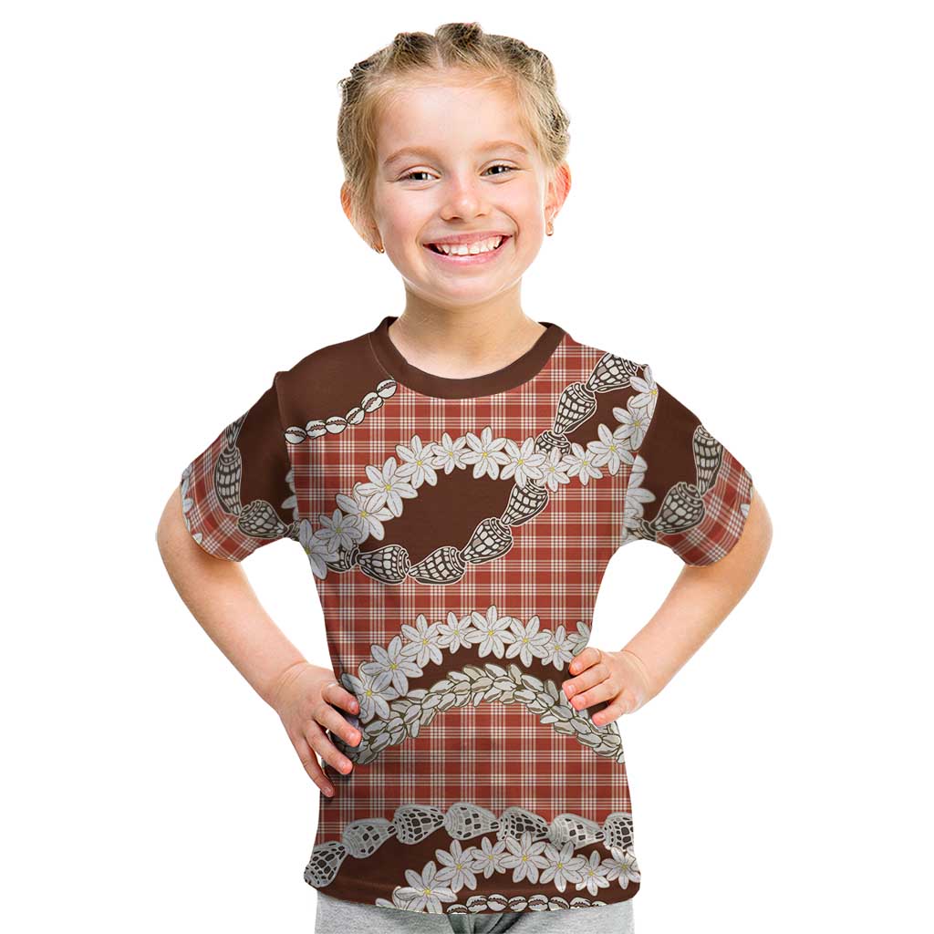 Red Hawaii Tiare and Shell Lei Kid T Shirt Hawaiian Palaka Luxury Vibes - Polynesian Pride