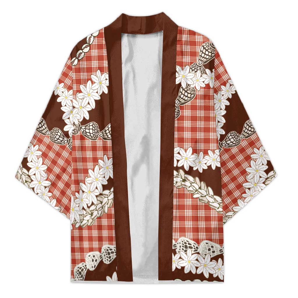 Red Hawaii Tiare and Shell Lei Kimono Hawaiian Palaka Luxury Vibes LT14 Unisex Red - Polynesian Pride