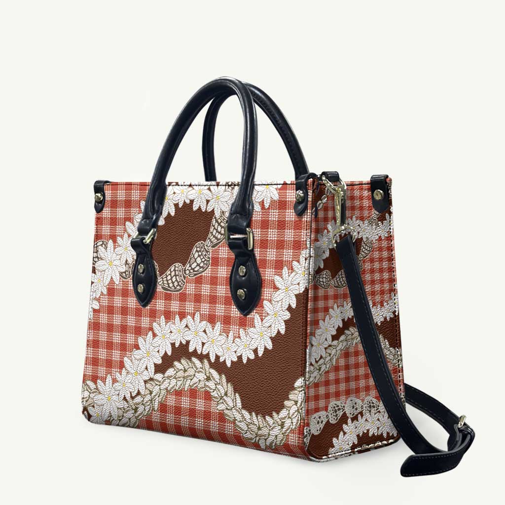 Red Hawaii Tiare and Shell Lei Leather Bag Hawaiian Palaka Luxury Vibes LT14 Red - Polynesian Pride