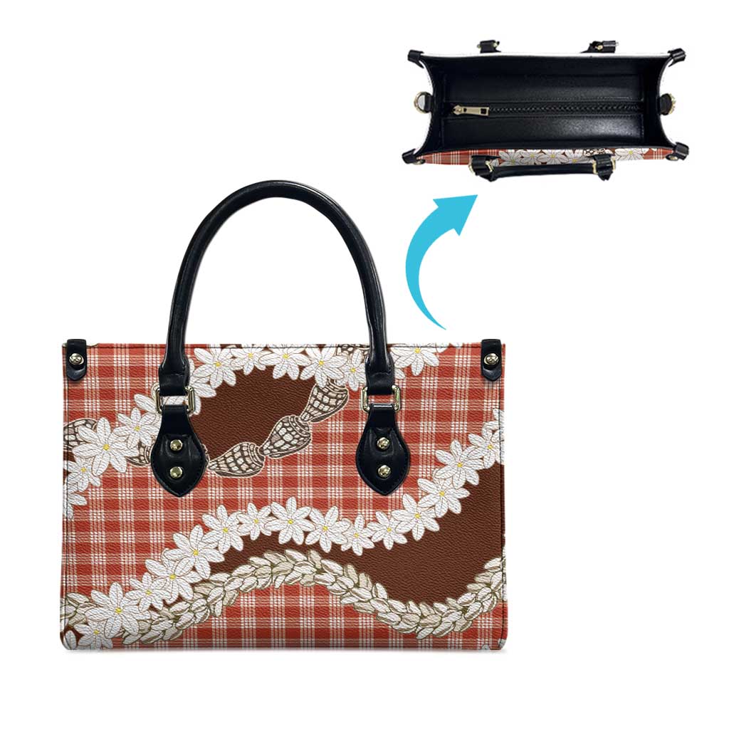 Red Hawaii Tiare and Shell Lei Leather Bag Hawaiian Palaka Luxury Vibes - Polynesian Pride