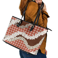 Red Hawaii Tiare and Shell Lei Leather Tote Bag Hawaiian Palaka Luxury Vibes - Polynesian Pride
