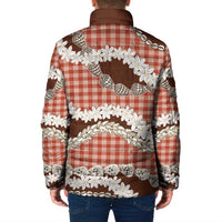 Red Hawaii Tiare and Shell Lei Padded Jacket Hawaiian Palaka Luxury Vibes - Polynesian Pride
