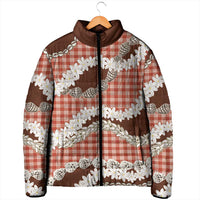 Red Hawaii Tiare and Shell Lei Padded Jacket Hawaiian Palaka Luxury Vibes - Polynesian Pride