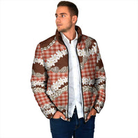 Red Hawaii Tiare and Shell Lei Padded Jacket Hawaiian Palaka Luxury Vibes - Polynesian Pride
