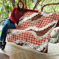 Red Hawaii Tiare and Shell Lei Quilt Hawaiian Palaka Luxury Vibes - Polynesian Pride