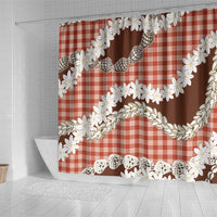 Red Hawaii Tiare and Shell Lei Shower Curtain Hawaiian Palaka Luxury Vibes - Polynesian Pride