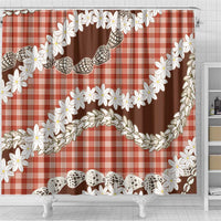 Red Hawaii Tiare and Shell Lei Shower Curtain Hawaiian Palaka Luxury Vibes - Polynesian Pride