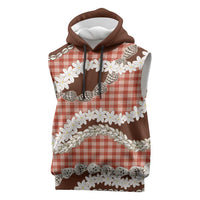 Red Hawaii Tiare and Shell Lei Sleeveless Hoodie Hawaiian Palaka Luxury Vibes - Polynesian Pride