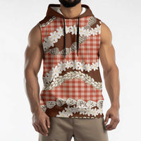 Red Hawaii Tiare and Shell Lei Sleeveless Hoodie Hawaiian Palaka Luxury Vibes - Polynesian Pride