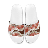 Red Hawaii Tiare and Shell Lei Slide Sandals Hawaiian Palaka Luxury Vibes - Polynesian Pride