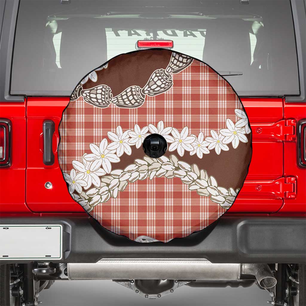 Red Hawaii Tiare and Shell Lei Spare Tire Cover Hawaiian Palaka Luxury Vibes - Polynesian Pride
