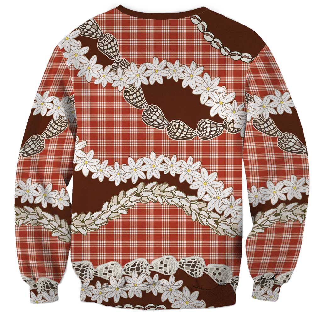 Red Hawaii Tiare and Shell Lei Sweatshirt Hawaiian Palaka Luxury Vibes - Polynesian Pride