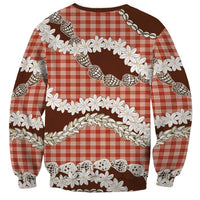 Red Hawaii Tiare and Shell Lei Sweatshirt Hawaiian Palaka Luxury Vibes - Polynesian Pride