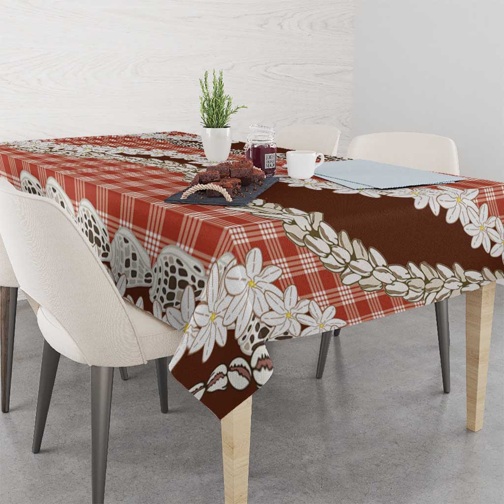 Red Hawaii Tiare and Shell Lei Tablecloth Hawaiian Palaka Luxury Vibes - Polynesian Pride