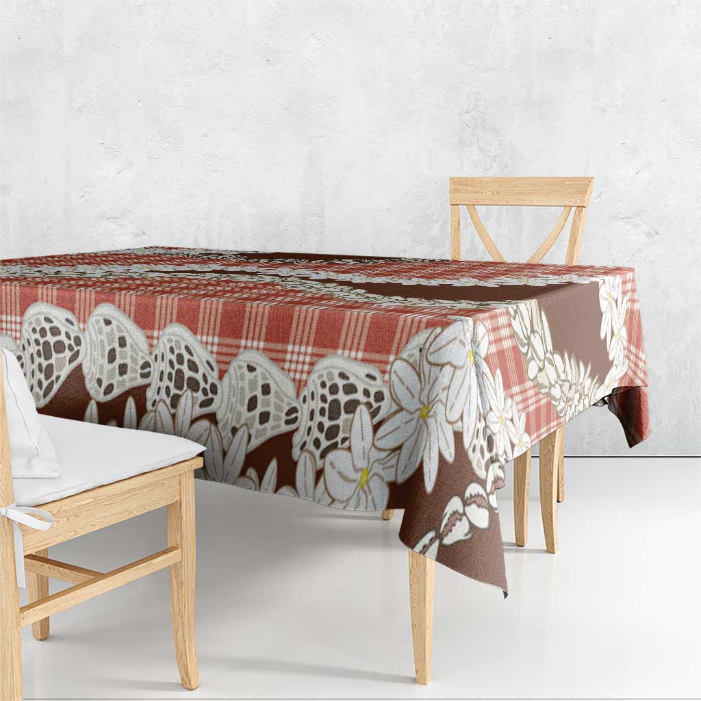 Red Hawaii Tiare and Shell Lei Tablecloth Hawaiian Palaka Luxury Vibes - Polynesian Pride