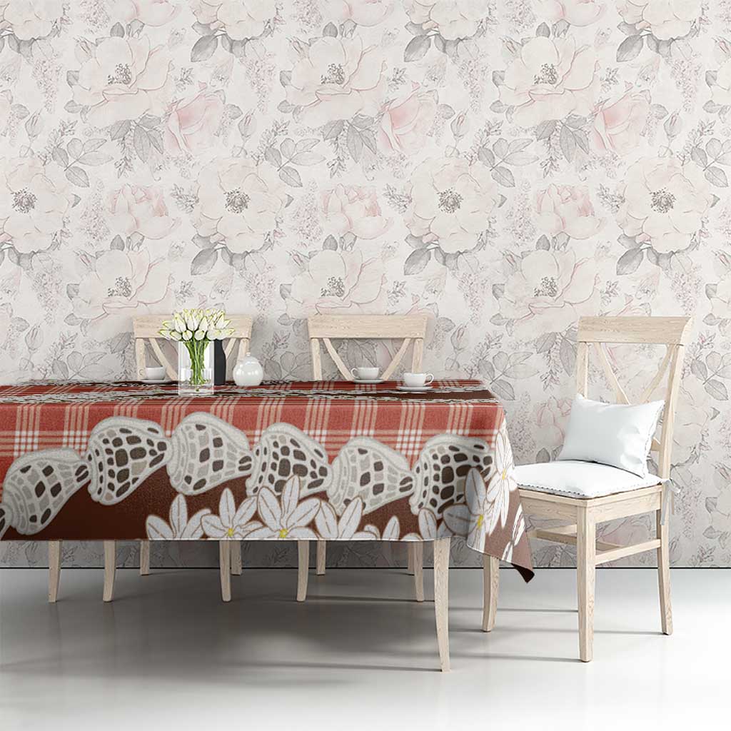 Red Hawaii Tiare and Shell Lei Tablecloth Hawaiian Palaka Luxury Vibes - Polynesian Pride
