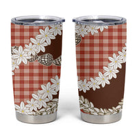 Red Hawaii Tiare and Shell Lei Tumbler Cup Hawaiian Palaka Luxury Vibes LT14 Red - Polynesian Pride