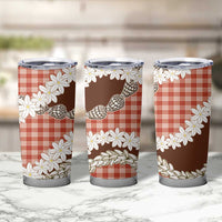 Red Hawaii Tiare and Shell Lei Tumbler Cup Hawaiian Palaka Luxury Vibes LT14 - Polynesian Pride