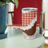 Red Hawaii Tiare and Shell Lei Tumbler Cup Hawaiian Palaka Luxury Vibes LT14 - Polynesian Pride