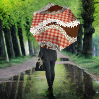Red Hawaii Tiare and Shell Lei Umbrella Hawaiian Palaka Luxury Vibes - Polynesian Pride