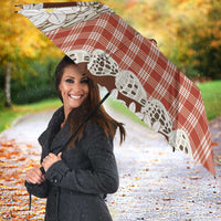 Red Hawaii Tiare and Shell Lei Umbrella Hawaiian Palaka Luxury Vibes - Polynesian Pride
