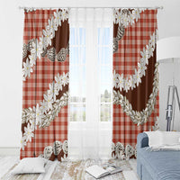 Red Hawaii Tiare and Shell Lei Window Curtain Hawaiian Palaka Luxury Vibes - Polynesian Pride