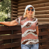 Red Hawaii Tiare and Shell Lei Women Polo Shirt Hawaiian Palaka Luxury Vibes - Polynesian Pride