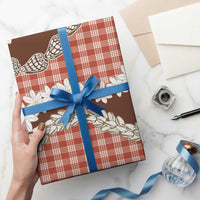 Red Hawaii Tiare and Shell Lei Wrapping Paper Hawaiian Palaka Luxury Vibes - Polynesian Pride