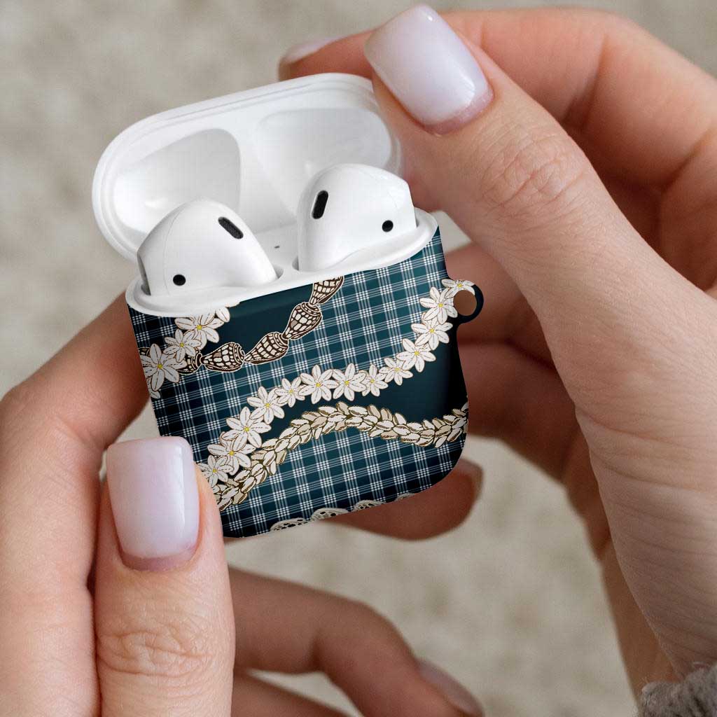 Dark Cyan Hawaii Tiare and Shell Lei AirPods Case Hawaiian Palaka Luxury Vibes - Polynesian Pride