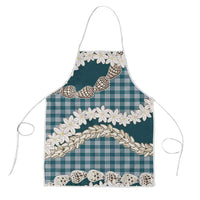 Dark Cyan Hawaii Tiare and Shell Lei Apron Hawaiian Palaka Luxury Vibes - Polynesian Pride