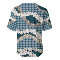 Dark Cyan Hawaii Tiare and Shell Lei Baseball Jersey Hawaiian Palaka Luxury Vibes - Polynesian Pride