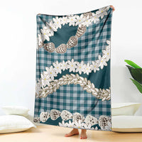 Dark Cyan Hawaii Tiare and Shell Lei Blanket Hawaiian Palaka Luxury Vibes - Polynesian Pride