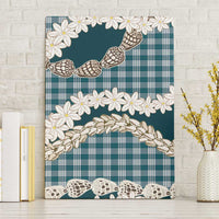 Dark Cyan Hawaii Tiare and Shell Lei Canvas Wall Art Hawaiian Palaka Luxury Vibes - Polynesian Pride