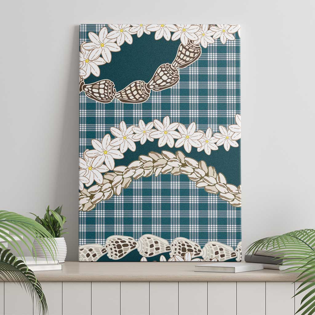 Dark Cyan Hawaii Tiare and Shell Lei Canvas Wall Art Hawaiian Palaka Luxury Vibes - Polynesian Pride